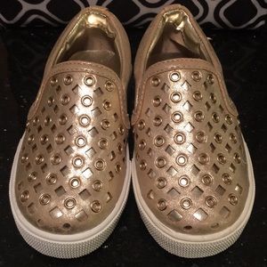 Gold slip on toddler sneakers